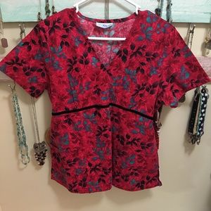 Red Scrub Top Wrap